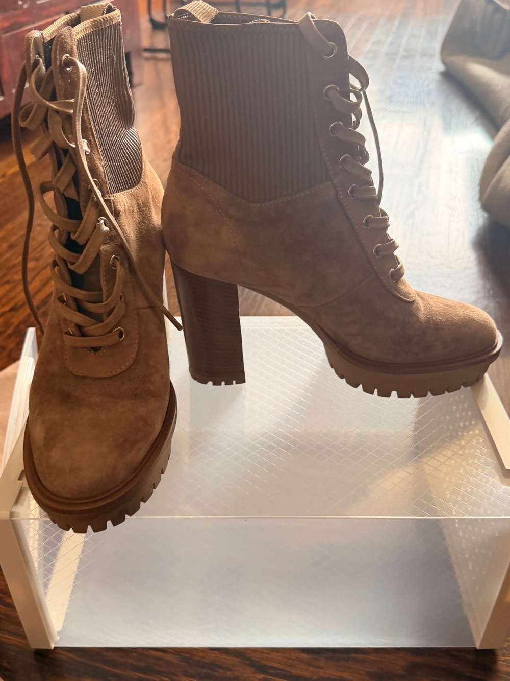 Gianvito Rossi Brown Suede Lace-Up Ankle Boots - Picture 3 of 5
